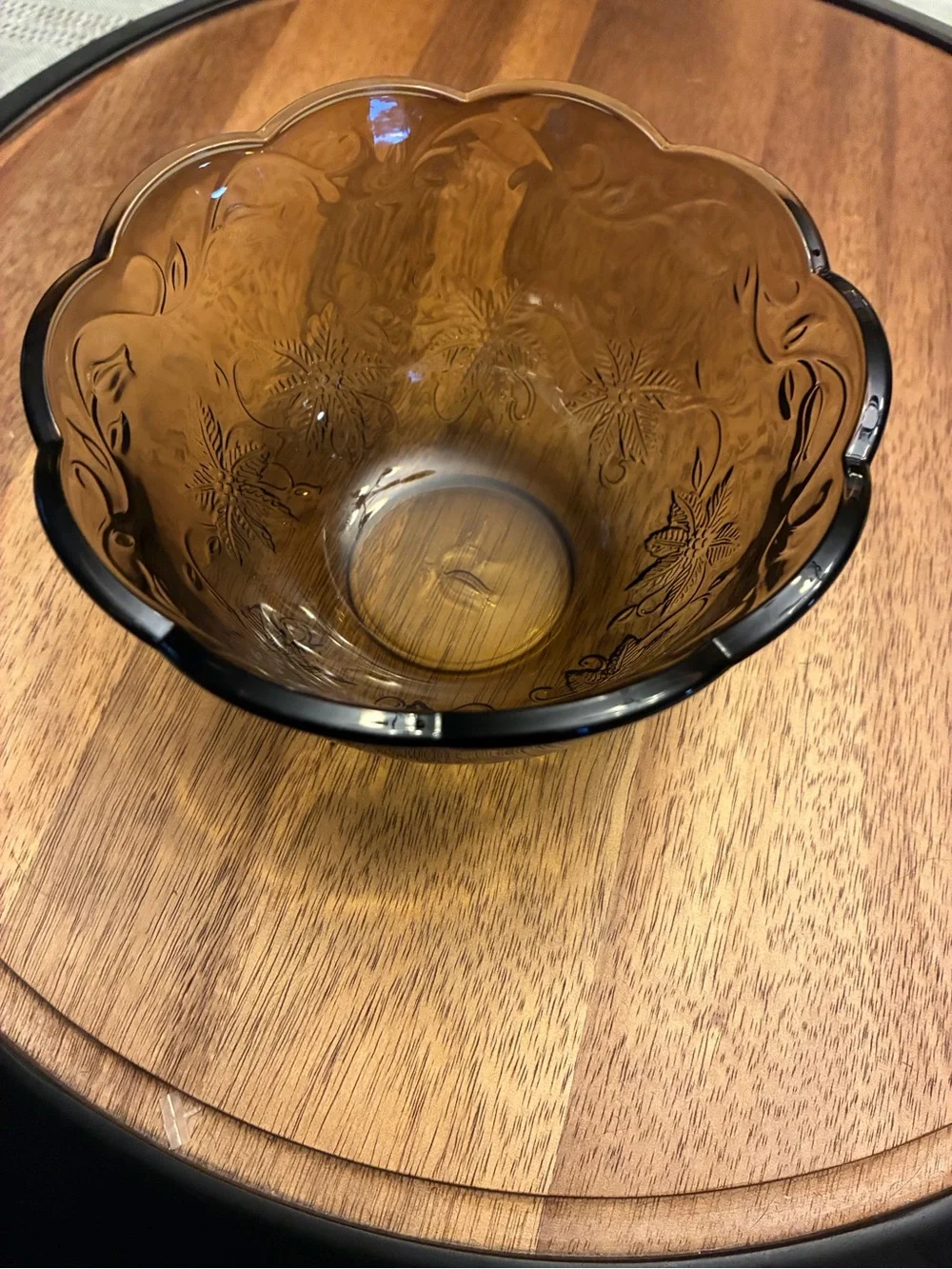 Set of 2 Vintage Princess House Fantasia Amber Mocha Glass Bowls scalloped rim